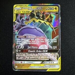 Naganadel & Guzzlord GX 158/236 Cosmic Eclipse Ultra Rare Holo Pokemon Card NM
